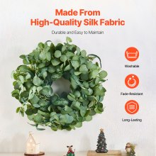 VEVOR Artificial Decorative Wreath 26 in Green Eucalyptus Leaves Year Round