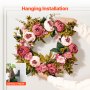 VEVOR Artificial Decorative Wreath 48.26 cm Pink Peonies Hydrangeas Year Round