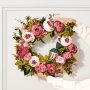 VEVOR Artificial Decorative Wreath, 19 in, Pink, Decorated with Peonies, Hydrangeas, Babysbreath, Year Round Wreath for All Seasons Indoor and Outdoor Home Wall Window Festival Wedding Decorations