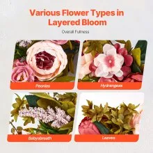 Artificial Decorative Wreath 19 in Pink Peonies Hydrangeas Year Round Wreath