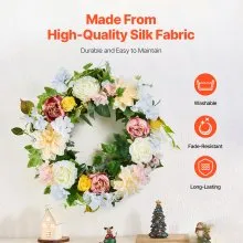 Decorative Wreath 24 in White Pink Yellow Peonies Hydrangeas Year Round Wreath
