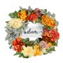 Decorative Wreath 24 in Red Orange Yellow Hydrangeas Roses Year Round Wreath