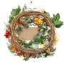 VEVOR Artificial Decorative Wreath, 60.96 cm, Red Orange Yellow, Decorated with Hydrangeas, Roses, Wooden Sign, Year Round Wreath for All Seasons Indoor and Outdoor Home Wall Window Festival Decor