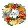 VEVOR Artificial Decorative Wreath, 60.96 cm, Red Orange Yellow, Decorated with Hydrangeas, Roses, Wooden Sign, Year Round Wreath for All Seasons Indoor and Outdoor Home Wall Window Festival Decor