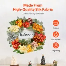 Decorative Wreath 24 in Red Orange Yellow Hydrangeas Roses Year Round Wreath