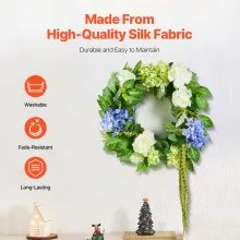 Artificial Decorative Wreath 23 in Blue White Green Hydrangeas Roses Year Round