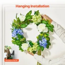 Artificial Decorative Wreath 23 in Blue White Green Hydrangeas Roses Year Round