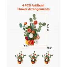 Freestanding Flower Arrangements for Wedding Orange Floral Centerpieces 4 Pcs