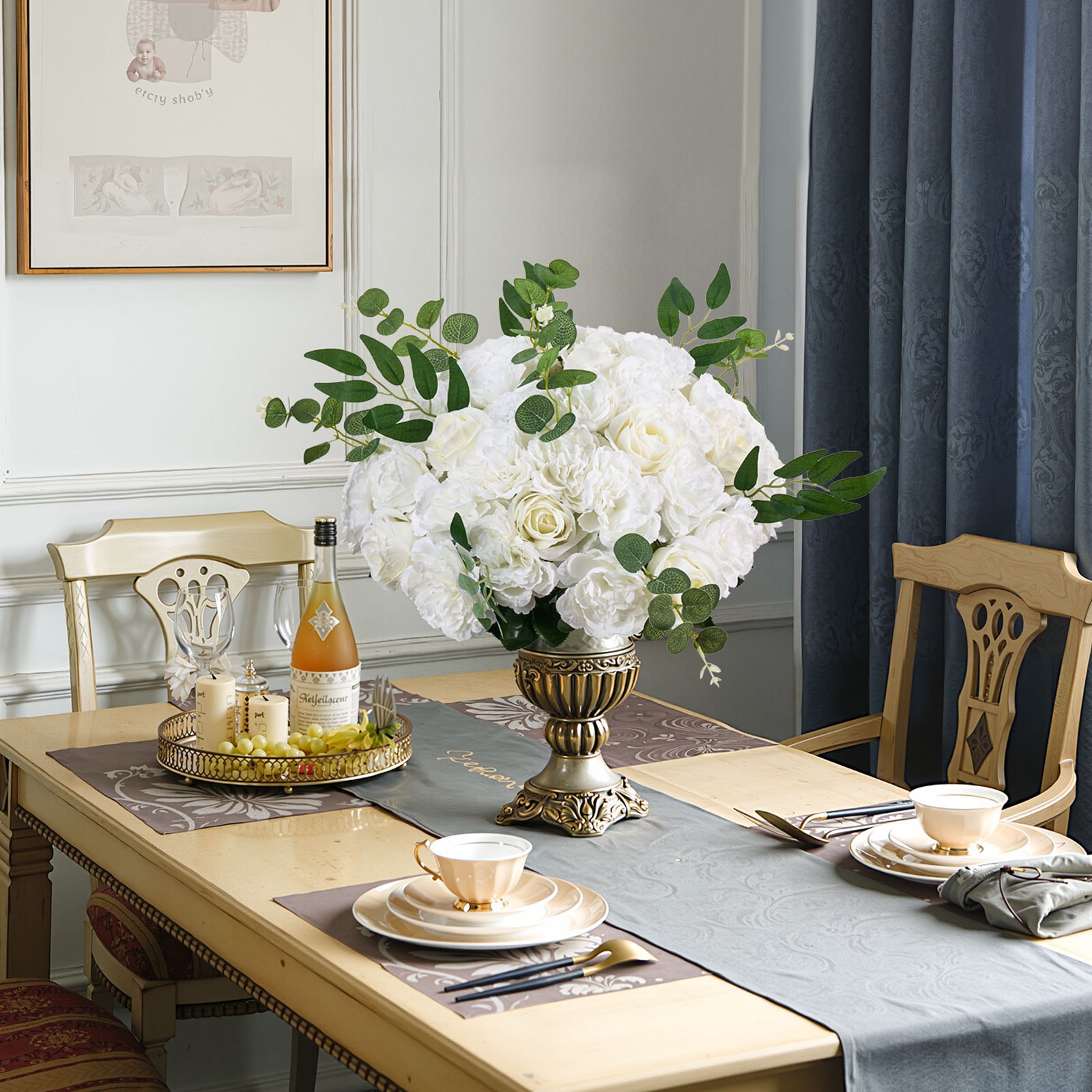 VEVOR Flower Balls Arrangement Bouquet 10 PCS, 17.7-Inch Diameter Artificial Flower Balls Wedding White Roses Centerpieces, Faux Flowers Arrangements for Wedding Centerpiece Home Table Decorations