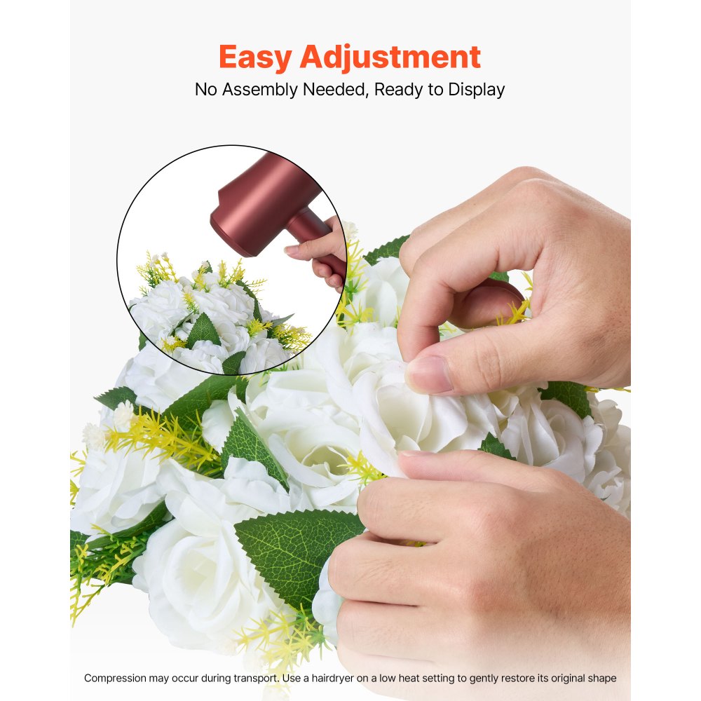 VEVOR Flower Balls Arrangement Bouquet 10 PCS, 240 mm Diameter Artificial Flower Balls Wedding Rose Centerpieces, Faux Flowers Arrangements for Wedding Centerpiece Home Table Decorations, White