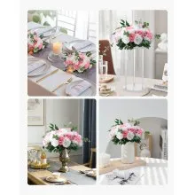 Flower Balls for Wedding Centerpieces Fake Flower Arrangement Pink + White 10PCS