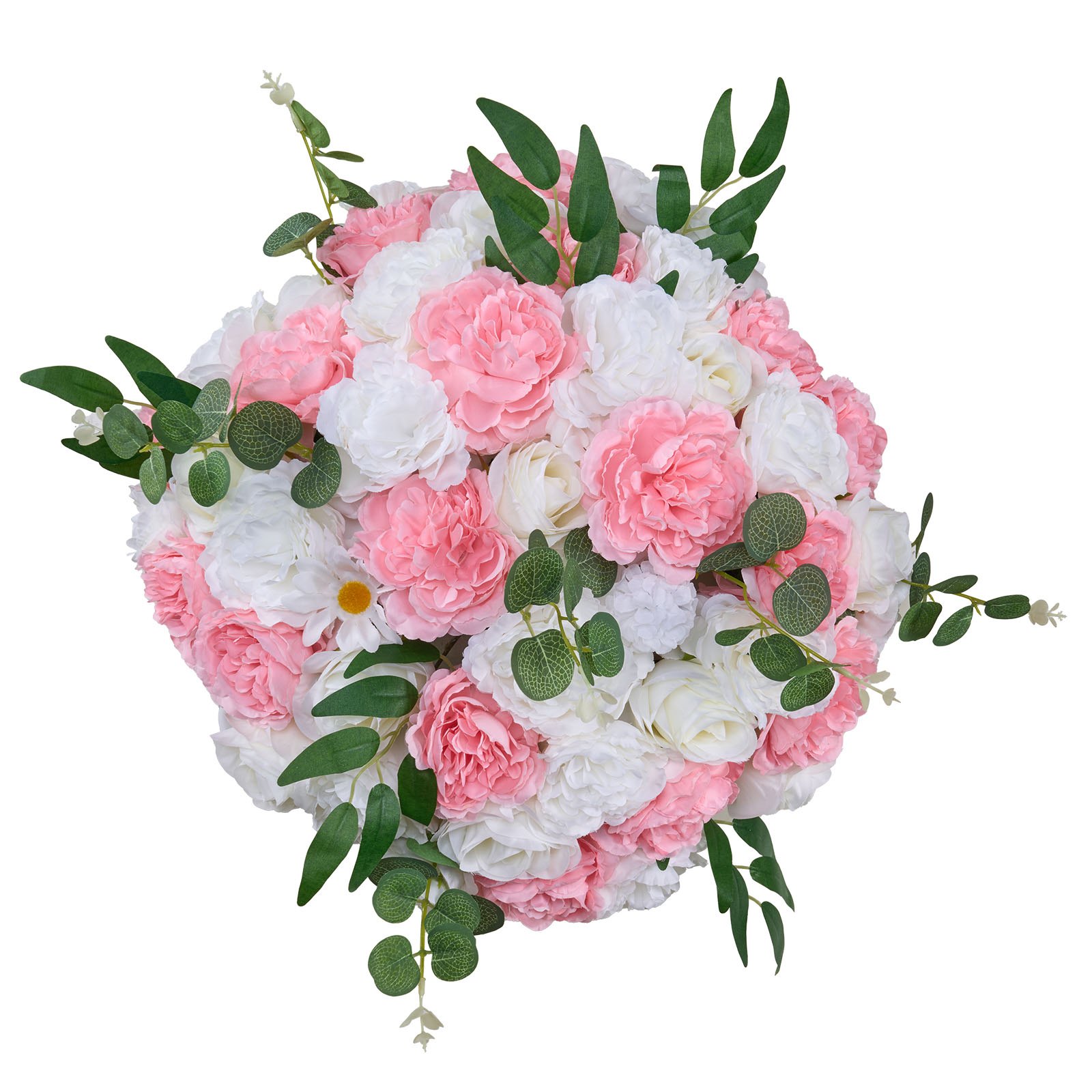 VEVOR Flower Ball Arrangement Bouquet 10 PCS, 450 mm Max Diameter Artificial Flower Balls Wedding Table Centerpieces, Rose Arrangements for Wedding Centerpiece Home Decorations, Pink and White Roses