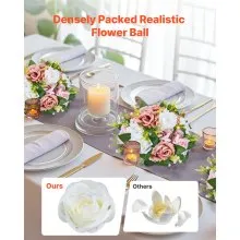 VEVOR Flower Balls for Wedding Centerpieces 9.5-Inch Flower Bouquet Pink + White