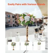 VEVOR Flower Balls for Wedding Centerpieces 9.5-Inch Flower Bouquet Pink + White