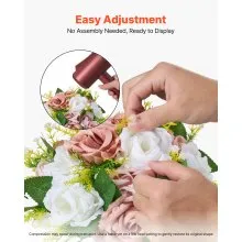 VEVOR Flower Balls for Wedding Centerpieces 9.5-Inch Flower Bouquet Pink + White