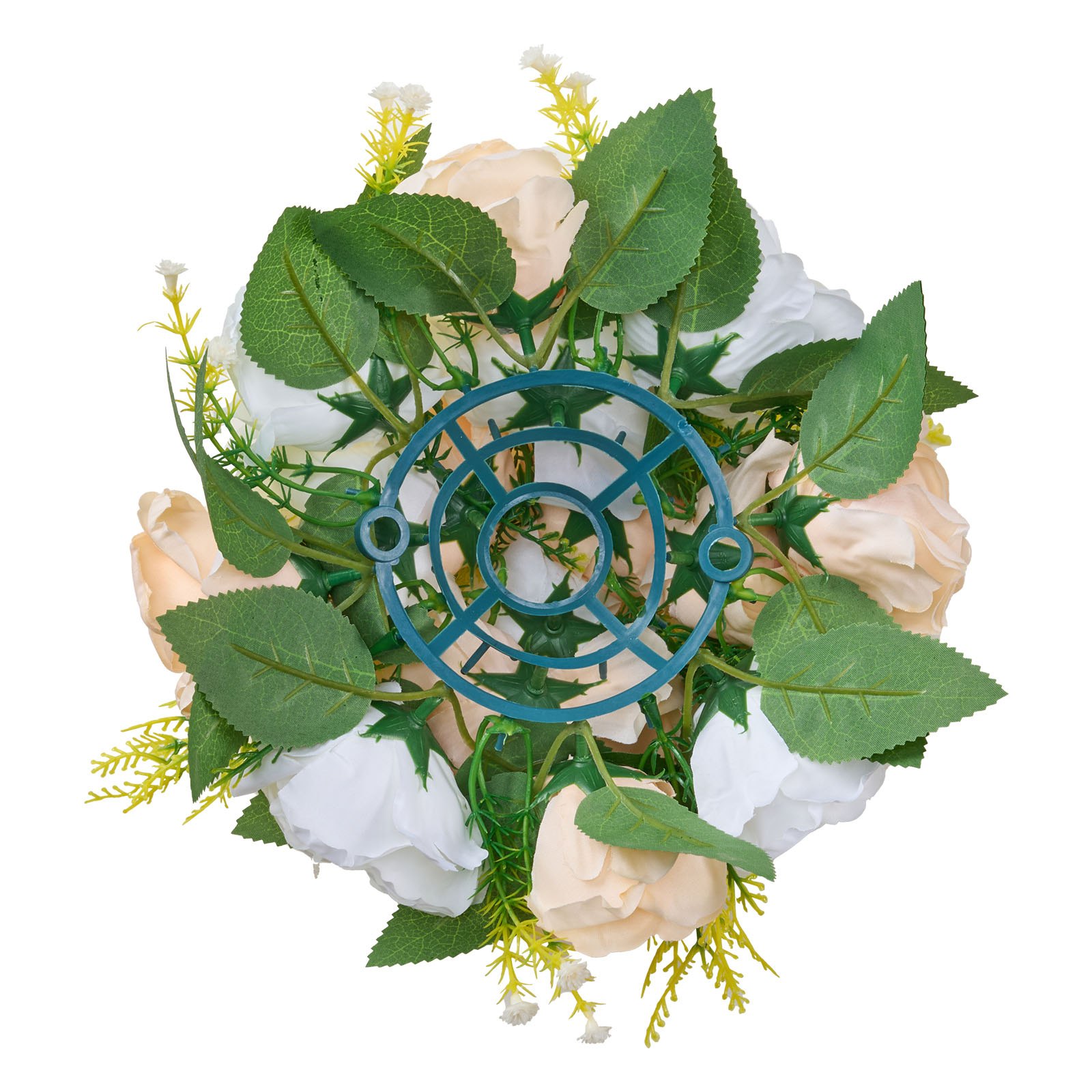 VEVOR Flower Ball Arrangement Bouquet 10 PCS, 240 mm Diameter Artificial Flower Balls Wedding Table Centerpieces, Rose Arrangements for Wedding Centerpiece Home Decoration, Champagne & White Roses