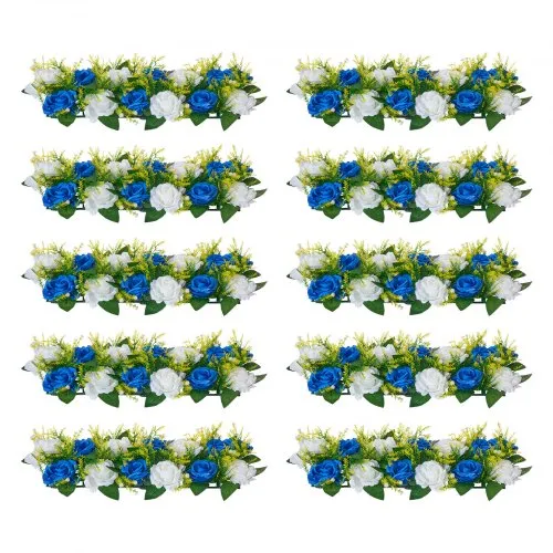 VEVOR Flower Ball Arrangement Bouquet 10 PCS, 500 x 220 mm Artificial Flower Balls Wedding Table Centerpieces, Faux Rose Arrangements for Wedding Centerpiece Home Decoration, Blue and White Roses