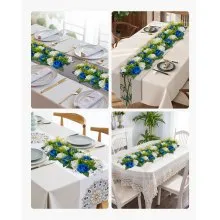 Flower Balls for Wedding Centerpieces Fake Flower Arrangement Blue + White 10PCS