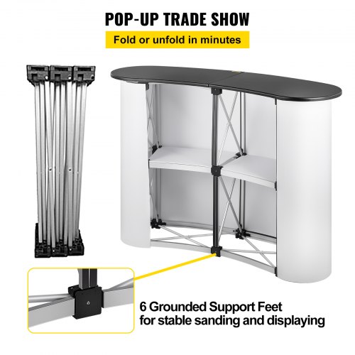 VEVOR Trade Show Display Tension Frame Display Portable Pop Up Trade Show Display Counter Promotion Foldable Podium Table Stand