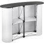 VEVOR exhibition counter stand with white panels and black top.