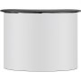 VEVOR exhibition counter stand with a sleek black top and curved white base.