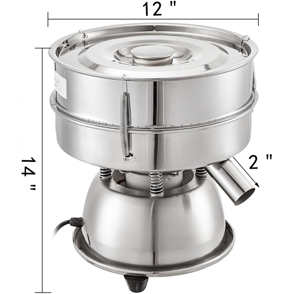VEVOR Automatic Sieve Shaker Included 12 Mesh + 80 Mesh Flour Sifter Electric Vibrating Sieve Machine 110V 50W Sifter Shaker Machine 1150 r/min for Rice & Herbal Powder Particles