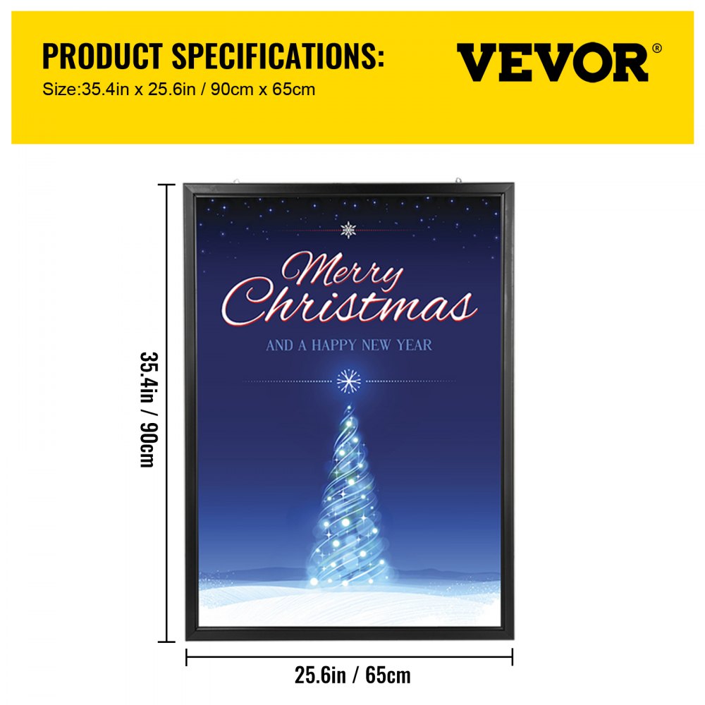 VEVOR 33X24inch LED Movie Poster Frame Slim Snap Aluminum LED Light Box for Poster Advertising Menu/business Signs Menu Display(33X24inch-LED)