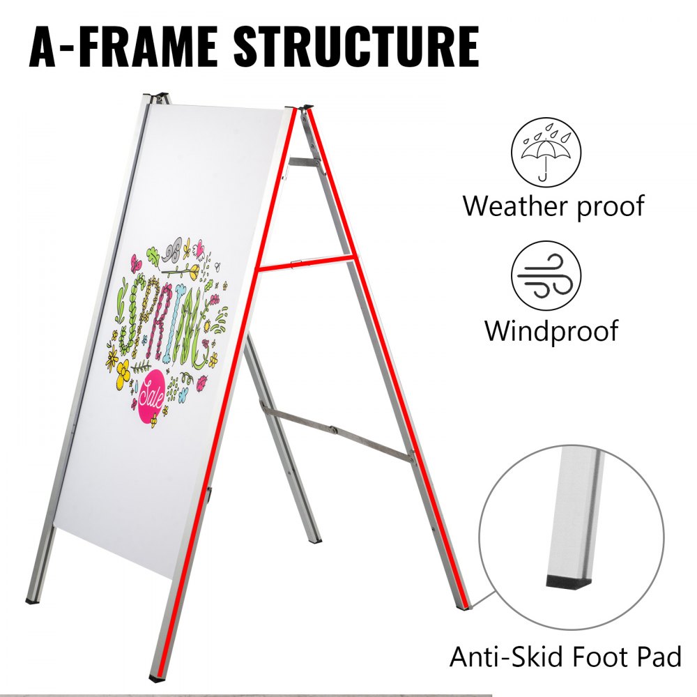 VEVOR A Board Sign A Frame Sandwich Board Advertising Display Poster 60x90