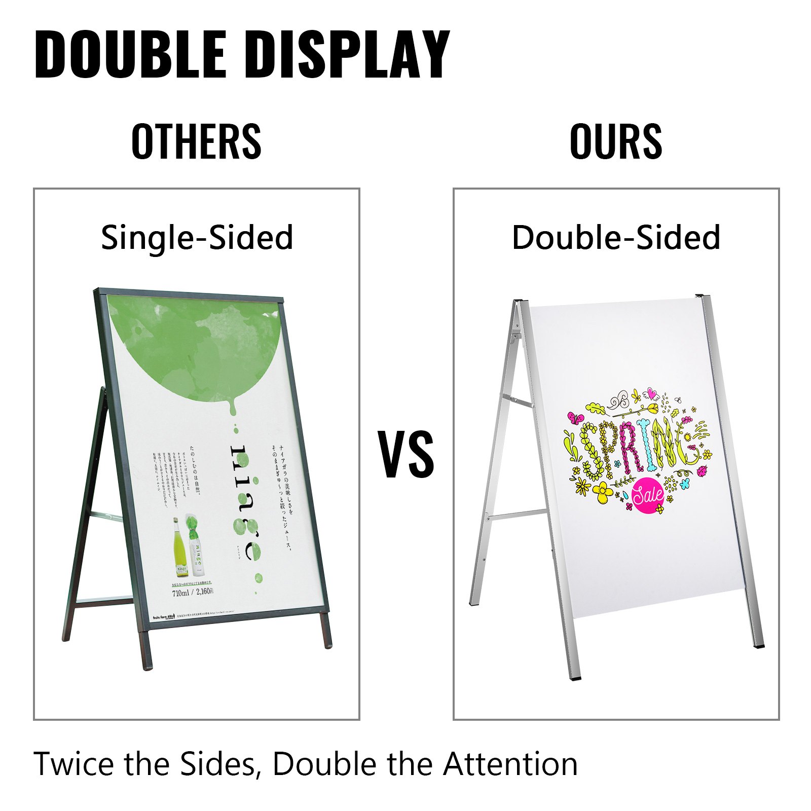 VEVOR A Board Sign A Frame Sandwich Board Advertising Display Poster 60x90