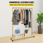 VEVOR Clothing Garment Rack, 47.2"x14.2"x63.0", Heavy-Duty Clothes Rack w/Bottom Shelf & Side Shelf, 4 Swivel Casters, Sturdy Steel Frame, Rolling Clothes Organizer for Retail Store Boutique, Gold