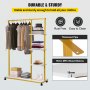 VEVOR Clothing Garment Rack, 39.4"x14.2"x59.1", Heavy-duty Clothes Rack w/ Bottom Shelf & Extra 3 Side Shelves, 4 Swivel Casters, Rolling Clothes Organizer for Laundry Room Retail Store Boutique, Gold