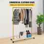 VEVOR Clothing Garment Rack, 39.4"x14.2"x59.1", Heavy-duty Clothes Rack w/ Bottom Shelf, 4 Swivel Casters, Sturdy Steel Frame, Rolling Clothes Organizer for Laundry Room Retail Store Boutique, Gold