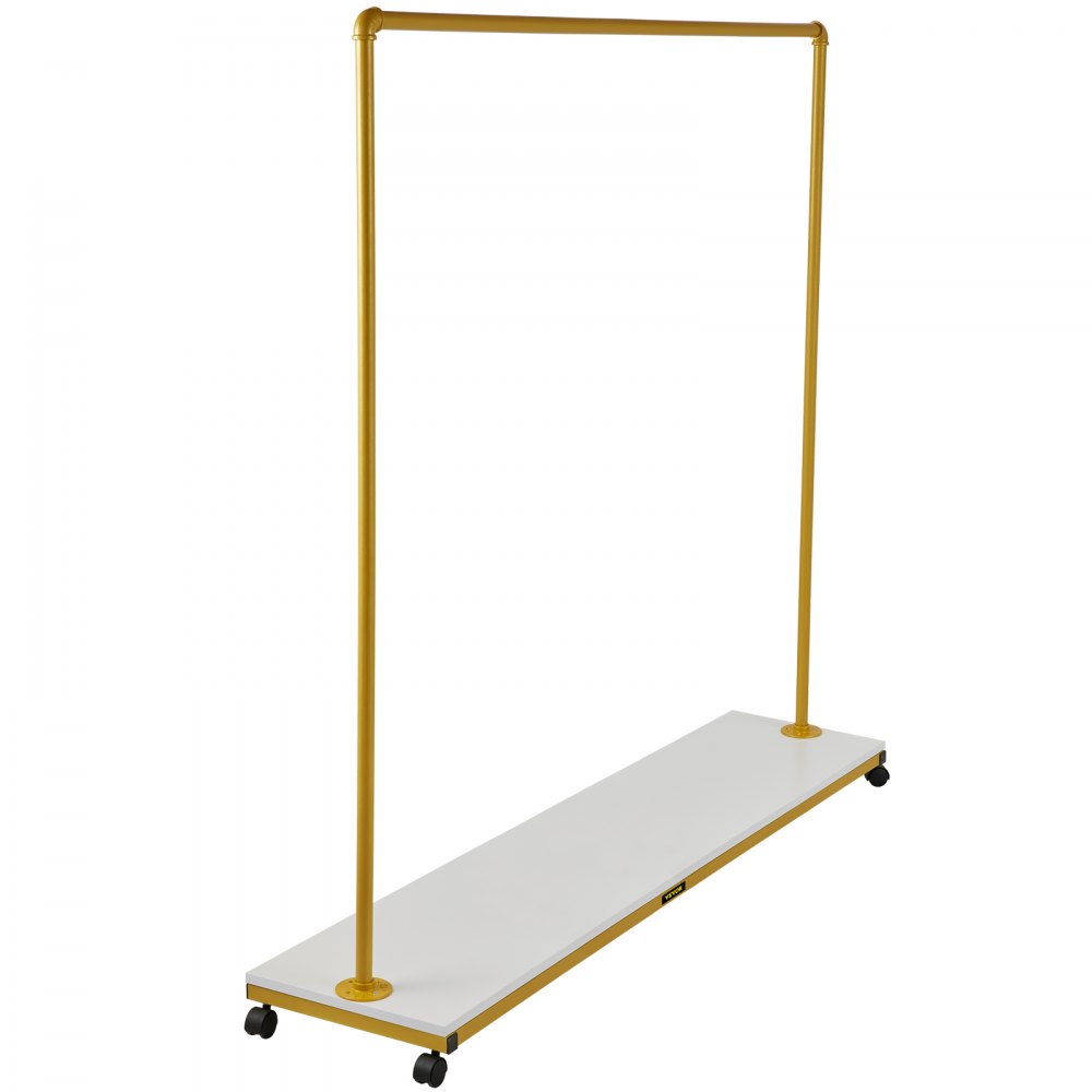 VEVOR Clothing Garment Rack, 59.1" x 14.2" x 63", Heavy-Duty Clothes Rack w/Bottom Shelf, 4 Swivel Casters, Sturdy Steel Frame, Rolling Clothes Organizer for Laundry Room Retail Store Boutique, Gold