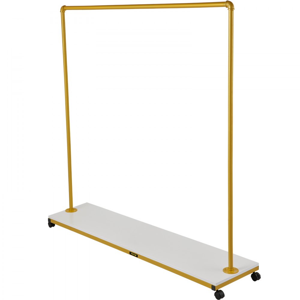 VEVOR Clothing Garment Rack, 59.1" x 14.2" x 63", Heavy-Duty Clothes Rack w/Bottom Shelf, 4 Swivel Casters, Sturdy Steel Frame, Rolling Clothes Organizer for Laundry Room Retail Store Boutique, Gold