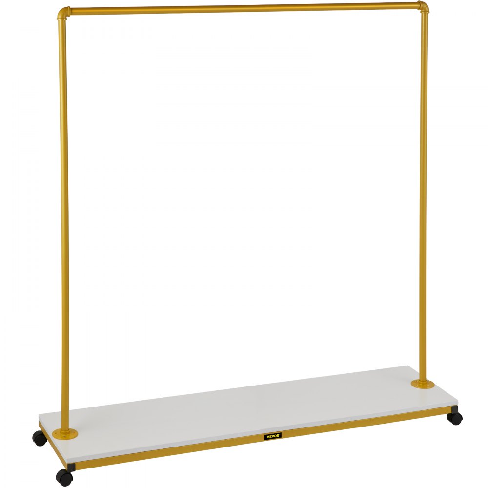 VEVOR Clothing Garment Rack, 59.1" x 14.2" x 63", Heavy-Duty Clothes Rack w/Bottom Shelf, 4 Swivel Casters, Sturdy Steel Frame, Rolling Clothes Organizer for Laundry Room Retail Store Boutique, Gold