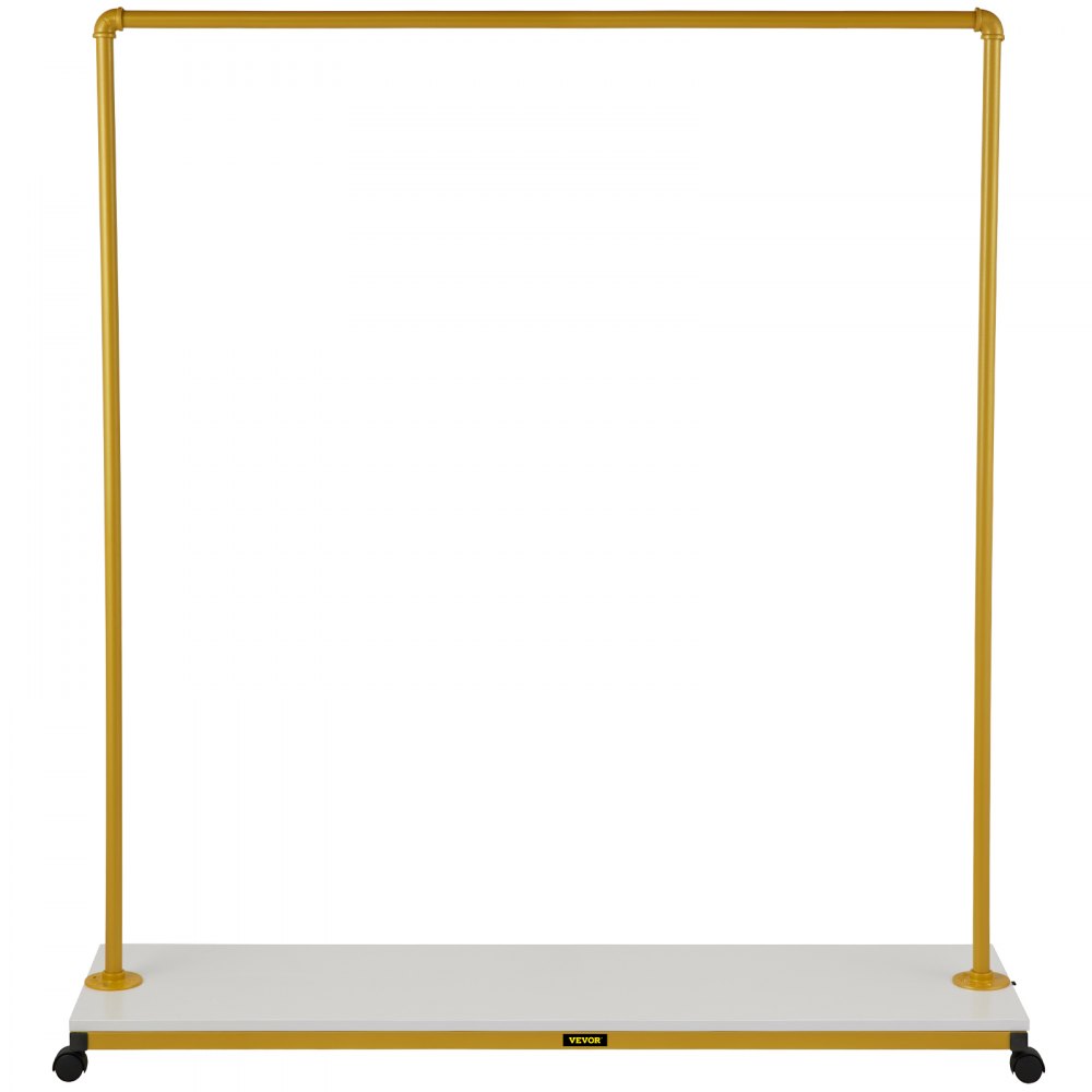 VEVOR Clothing Garment Rack, 59.1" x 14.2" x 63", Heavy-Duty Clothes Rack w/Bottom Shelf, 4 Swivel Casters, Sturdy Steel Frame, Rolling Clothes Organizer for Laundry Room Retail Store Boutique, Gold