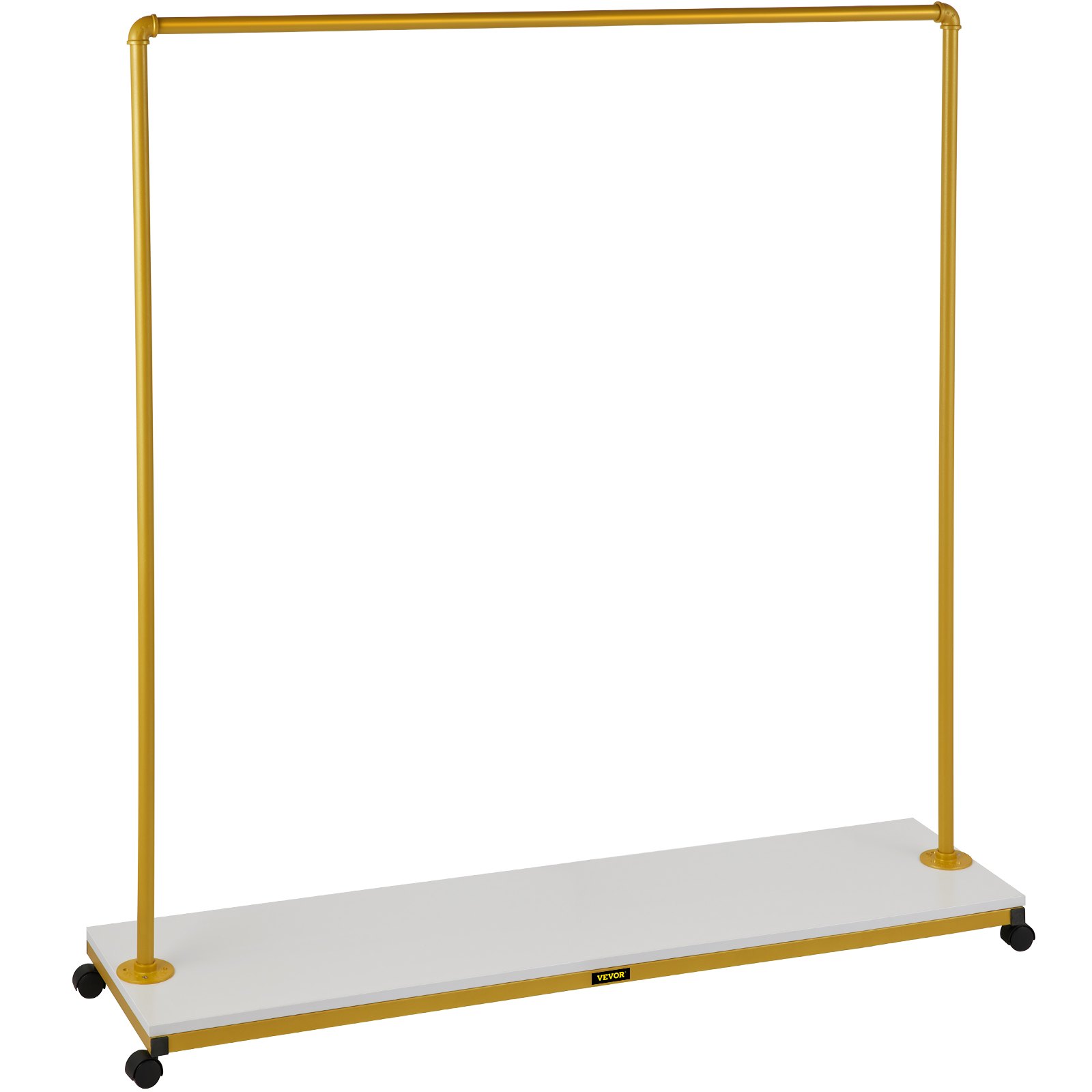 VEVOR Clothing Garment Rack, 150 x 36 x 160 cm, Heavy-duty Clothes Rack w/ Bottom Shelf, 4 Swivel Casters, Sturdy Steel Frame, Rolling Clothes Organizer for Laundry Room Retail Store Boutique, Gold