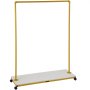 VEVOR Perchero para ropa, 47.2 x 14.2 x 63.0 pulgadas, perchero resistente con estante inferior, 4 ruedas giratorias, marco de acero resistente, organizador de ropa con ruedas para lavandería, tienda minorista, boutique, dorado