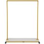 VEVOR Perchero para ropa, 47.2 x 14.2 x 63.0 pulgadas, perchero resistente con estante inferior, 4 ruedas giratorias, marco de acero resistente, organizador de ropa con ruedas para lavandería, tienda minorista, boutique, dorado