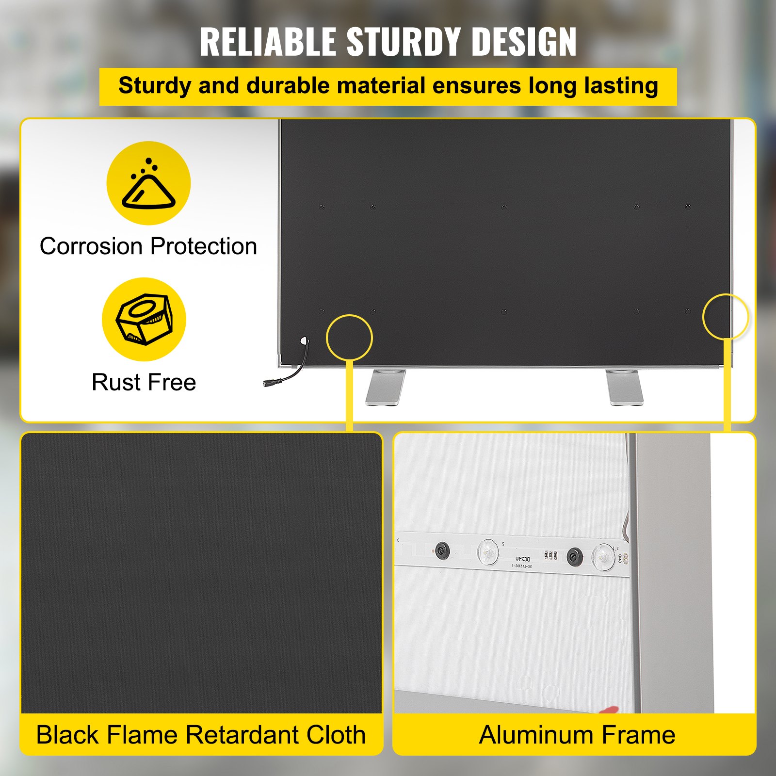VEVOR Marco de póster LED, letrero grande para acera de 34" x 80", caja de luz LED con retroiluminación con marco de aluminio y base estable, marco de fotos iluminado para exhibición de carteles publicitarios
