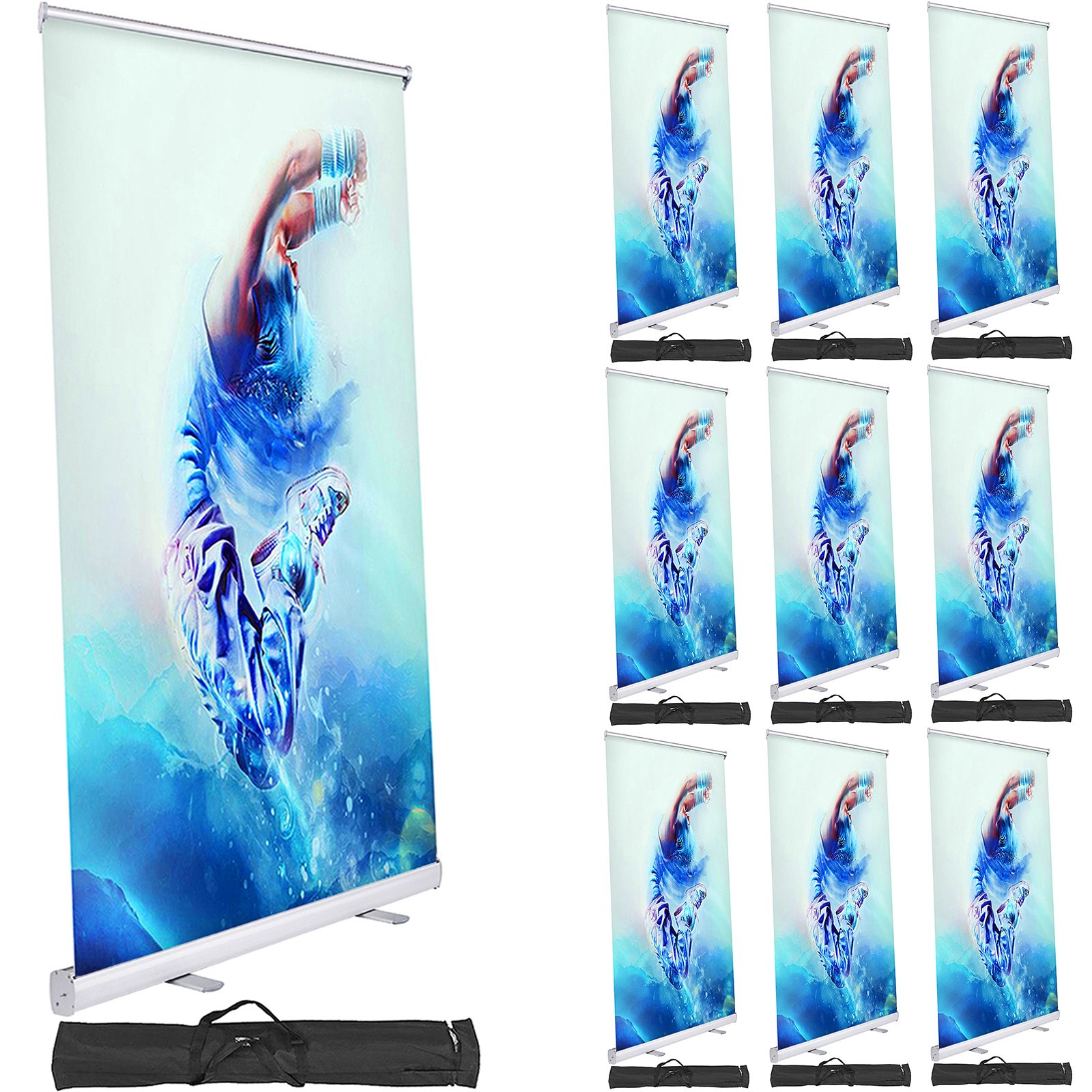 VEVOR Banner Stand 85x200cm 10pcs Retractable Roll Up Display pull up