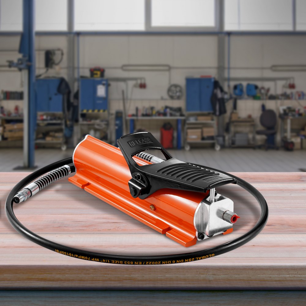 VEVOR 689 bar(10,000PSI) Air Hydraulic Pump, 0.7 L(0.18 Gal) Reservoir, NPT 9.5mm(3/8 In) Oil Outlet, NPT 6.4mm(1/4 In) Inlet, Metal Shell Air Actuated Treadle Foot Pump, for Precision Industrial Machinery & Aerospace Equipment