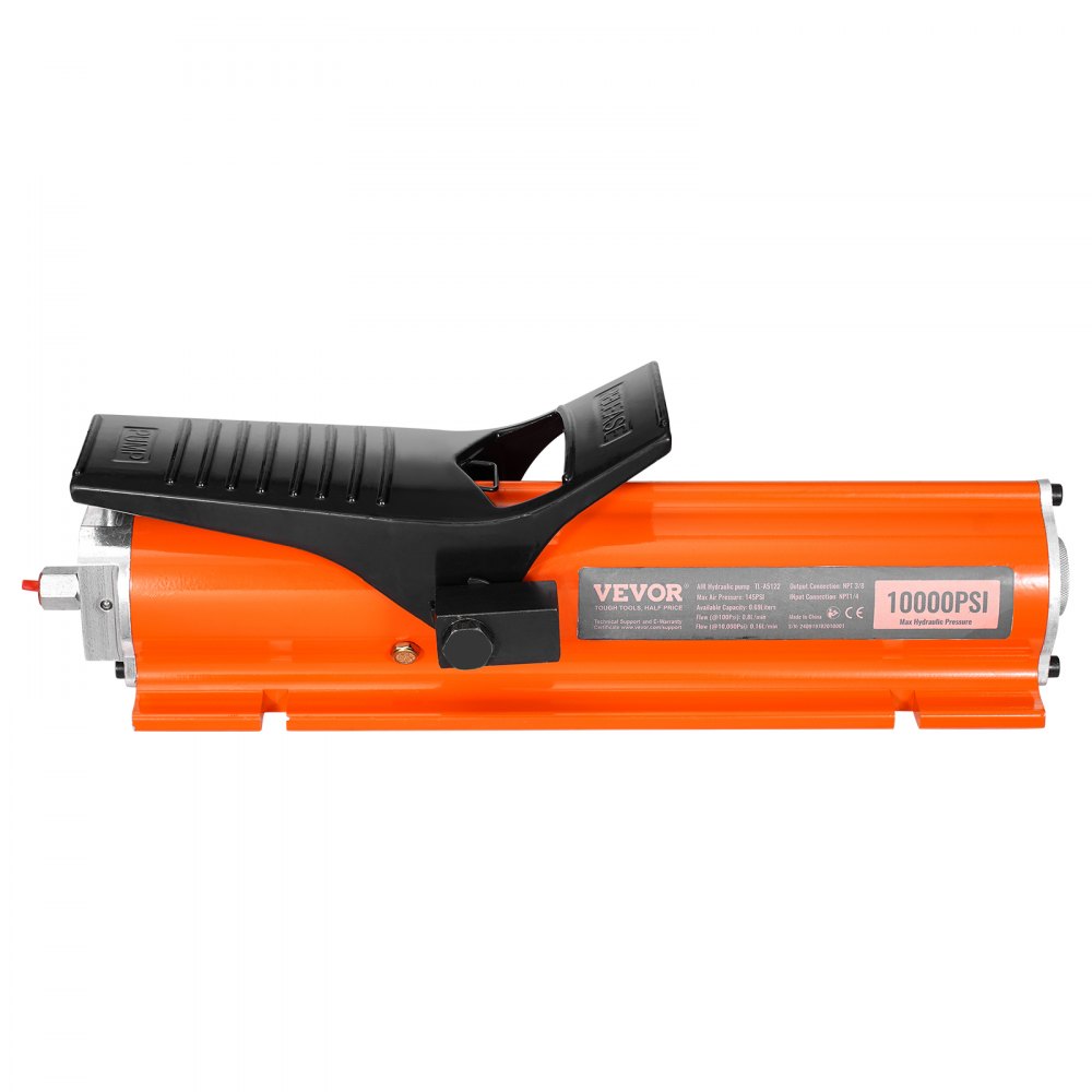 VEVOR 689 bar(10,000PSI) Air Hydraulic Pump, 0.7 L(0.18 Gal) Reservoir, NPT 9.5mm(3/8 In) Oil Outlet, NPT 6.4mm(1/4 In) Inlet, Metal Shell Air Actuated Treadle Foot Pump, for Precision Industrial Machinery & Aerospace Equipment