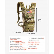 VEVOR Tactical Molle Hydration Pack Backpack 3L TPU Water Bladder Cycling Hiking