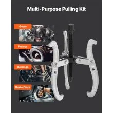 VEVOR Gear Puller Set, 3 in/4 in/6 in/8 in 3 Jaw Bearing Puller with Reversible Jaws, 2 Jaw/3 Jaw Pulley Puller Tool, 4 PCS Heavy Duty Bearing Puller Tool Kit for Pulley Gear Bearing Flywheel Removal