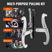 VEVOR Gear Puller Set, 3" 4" 6" 8" Puller Kit, 3 Jaw Gear Bearing Flywheel Pulley Removal Tool, 2 or 3 Reversible Jaws Wheel Puller, Vertically and Horizontally, External and Internal, 4-Piece