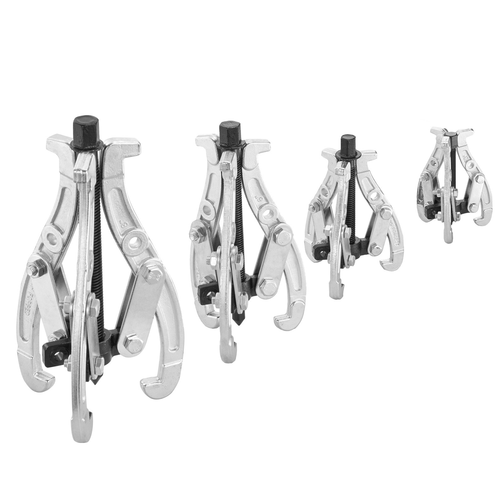 VEVOR Gear Puller Set, 76.2 mm 101.6 mm 152.4 mm 203.2 mm Puller Kit, 3 Jaw Gear Bearing Flywheel Pulley Removal Tool, 2 or 3 Reversible Jaws Wheel Puller, Vertically and Horizontally, External and Internal, 4-Piece