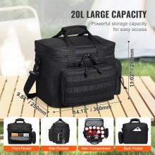 VEVOR Cooler Bag, 20L Insulated Lunch Bag with Molle Design and Multi-Pocket, 600D Cooler Lunch Box with Removable Storage Bags, Soft Cooler for Office, Picnic, Hiking, Beach or Beverage, Black