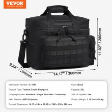 VEVOR Cooler Bag 20L Insulated Lunch Bag Molle Design & Removable Storage Bags