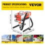 VEVOR Stand Airless Paint Sprayer 1500 W High Pressure Airless Sprayer, for Painting Big Projects Home Exterior, 3000 PSI, Electric Spray Paint Machine with Hose, Extension Rod, Nozzle, Spray Gun